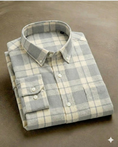 youth first Men Checkered Casual Grey Shirt