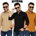 youth first Men Solid Casual Cream Black