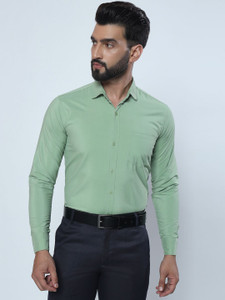 youth first Men Solid Formal Green Shirt