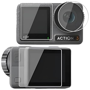 3 in 1 tempered glass screen guard protector for dji osmo action 34 action camera with full screen coverage amp easy installation kit 3 p39cs set pack of 1