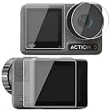 3 in 1 Tempered Glass Screen Guard Protector for DJI Osmo Action 3/4 (Action Camera) with Full Screen Coverage &amp; Easy Installation Kit (3 P'cs Set) (Pack of 1)