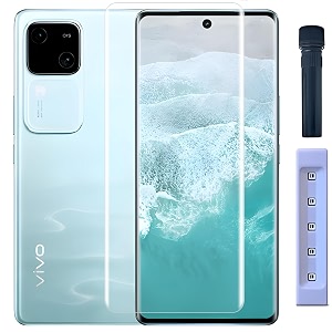 premium tempered glass design for vivo v30 5g  vivo v30 pro 5g advanced border less full edge to edge uv screen protector and easy installation kit - pack of 1