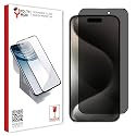 Speaker Mesh Dust Filter Edge to Edge Privacy Tempered Glass for iPhone 15 Pro (6.1 Inch) with Easy Self Installation Kit