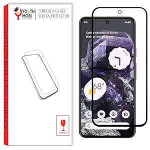 tempered glass screen protector compatible for google pixel 8a black smartphone with edge to edge coverage and easy installation kit