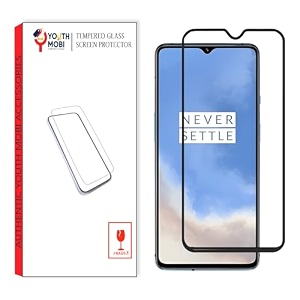 tempered glass screen protector compatible for oneplus 7t black edge to edge coverage with easy installation kit for smartphone
