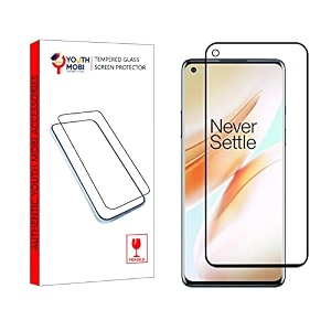 tempered glass screen protector compatible for oneplus 8t  oneplus 9 black edge to edge coverage with easy installation kit for cellphone