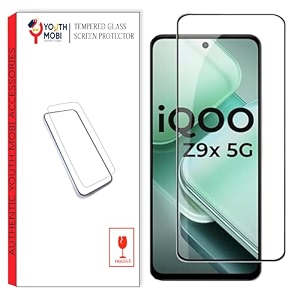 edge to edge tempered glass screen protector for iqoo z9x 5g 672 inch - black 9h hardness anti-scratch with easy installation kit - pack of 1
