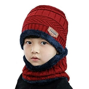 unisex kids wool winter cap amp scarf set ages 4-13 red solid modern cap perfect for boys amp girls christmas