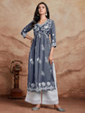 Youthnic Women Chikan Embroidery A-line Kurta