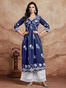 Youthnic Women Chikan Embroidery A-line Kurta