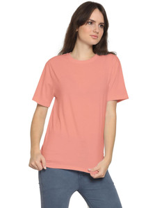 YouthPoi Solid Women Round Neck Orange T-Shirt