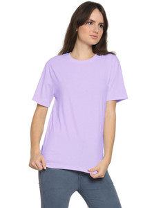 YouthPoi Solid Women Round Neck Purple T-Shirt