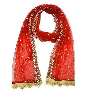 youthquake plastic mirror emboridered net dupatta for womens amp girls with fancy cut design with lace