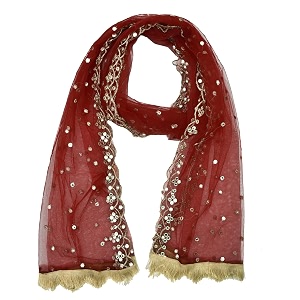 youthquake plastic mirror emboridered net dupatta for womens amp girls with fancy cut design with lace
