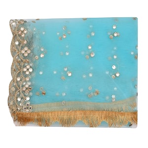 youthquake plastic mirror emboridered net dupatta for womens amp girls with fancy cut design with lace