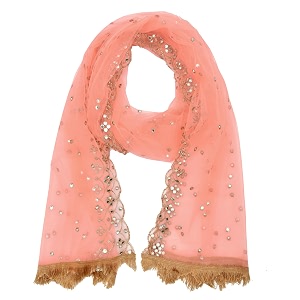 youthquake plastic mirror emboridered net dupatta for womens amp girls with fancy cut design with lace