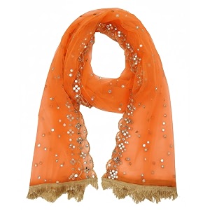 youthquake plastic mirror emboridered net dupatta for womens amp girls with fancy cut design with lace