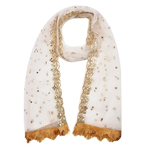youthquake plastic mirror emboridered net dupatta for womens amp girls with fancy cut design with lace