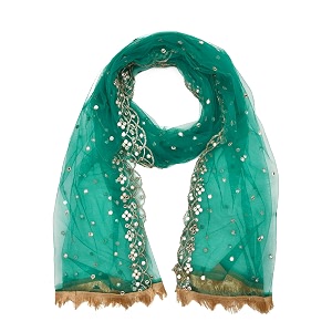 youthquake plastic mirror emboridered net dupatta for womens amp girls with fancy cut design with lace