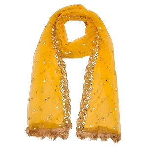 youthquake plastic mirror emboridered net dupatta for womens amp girls with fancy cut design with lace