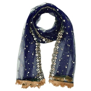 youthquake plastic mirror emboridered net dupatta for womens amp girls with fancy cut design with lace