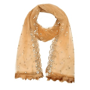 youthquake plastic mirror emboridered net dupatta for womens amp girls with fancy cut design with lace