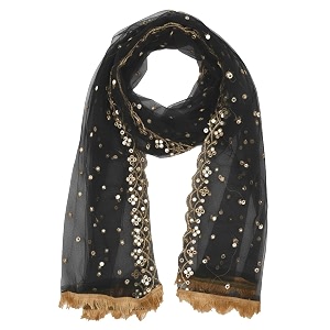 youthquake plastic mirror emboridered net dupatta for womens amp girls with fancy cut design with lace