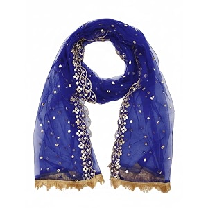 youthquake plastic mirror emboridered net dupatta for womens amp girls with fancy cut design with lace