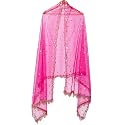YOUTHQUAKE Plastic Mirror Emboridered Net Dupatta for Womens &amp; Girls With Fancy Cut Design with Lace