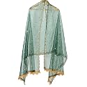 YOUTHQUAKE Plastic Mirror Emboridered Net Dupatta for Womens &amp; Girls With Fancy Cut Design with Lace