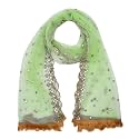 YOUTHQUAKE Plastic Mirror Emboridered Net Dupatta for Womens &amp; Girls With Fancy Cut Design with Lace