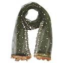 YOUTHQUAKE Plastic Mirror Emboridered Net Dupatta for Womens &amp; Girls With Fancy Cut Design with Lace