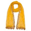 YOUTHQUAKE Plastic Mirror Emboridered Net Dupatta for Womens &amp; Girls With Fancy Cut Design with Lace