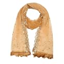 YOUTHQUAKE Plastic Mirror Emboridered Net Dupatta for Womens &amp; Girls With Fancy Cut Design with Lace