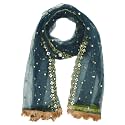 YOUTHQUAKE Plastic Mirror Emboridered Net Dupatta for Womens &amp; Girls With Fancy Cut Design with Lace