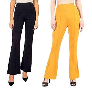 YOZO Womens Regular Fit Cotton Blend Trouser