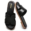 Yozuru Womens Flat Sandals Dressy Summer Slides Comfortable Leather Sandals