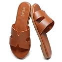 Yozuru Womens Flat Sandals Dressy Summer Slides Comfortable Leather Sandals