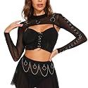 Ypser See Through Glitter Mesh Crop Top Sheer Open Front Shrug Fishnet Cover Ups