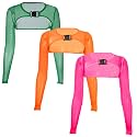 Ypser See Through Glitter Mesh Crop Top Sheer Open Front Shrug Fishnet Cover Ups