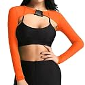Ypser See Through Glitter Mesh Crop Top Sheer Open Front Shrug Fishnet Cover Ups