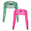 Ypser See Through Glitter Mesh Crop Top Sheer Open Front Shrug Fishnet Cover Ups