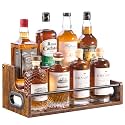 YQBRAO 2-Tier Liquor Bottle Display Shelf, 16-Inch, Rustic Brown