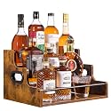 YQBRAO 3-Tier Liquor Bottle Display Shelf, 16-Inch, Rustic Brown