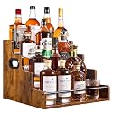 YQBRAO 4-Tier Liquor Bottle Display Shelf, Rustic Brown, 16-Inch
