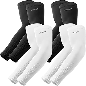 yqxcc 4 pairs uv sun protection arm sleeves - tattoo cover up - upf 50 sports compression cooling sleeve for men amp women