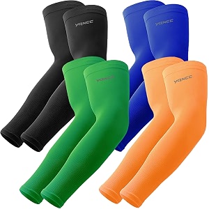 yqxcc 4 pairs uv sun protection arm sleeves - tattoo cover up - upf 50 sports compression cooling sleeve for men amp women