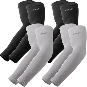 yqxcc 4 pairs uv sun protection arm sleeves - tattoo cover up - upf 50 sports compression cooling sleeve for men amp women