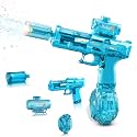 YRIOWMI Electric Water Gun, Full Automatic Squirt Gun 28‑32 FT Range Soaker, Water Playing Toys for Outdoor Yard Beach Pool (Blue)