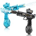 YRIOWMI Electric Water Gun, Full Automatic Squirt Gun 28‑32 FT Range Soaker, Water Playing Toys for Outdoor Yard Beach Pool (Blue+Black)